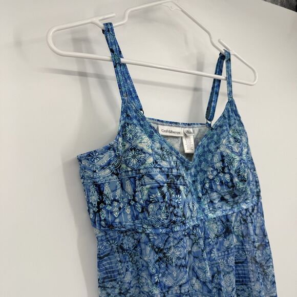 Croft And Barrow Tankini Swim Top 14 Blue White Cruise Beach Adjustable Strap - Picture 4 of 11